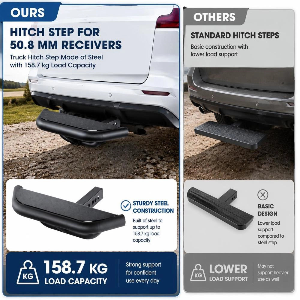 Towbar Step For 50.8 Mm Receivers, Truck-type Steel Towbar With A 158.7 Kg Load Capacity, Tailgate Towbar Step, Towbar Steps For Pickup Trucks And SUVs