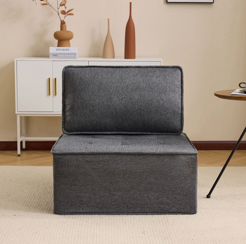 Divano modulare compatto in lino 100% grigio scuro