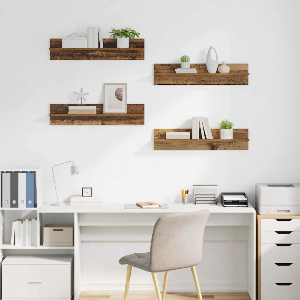 Scaffali da parete 4 pcs Legno vecchio 80 x 11,5 x 18 cm 886230