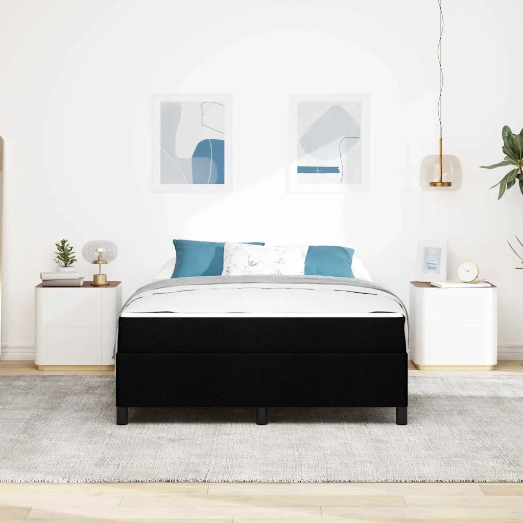 Letto a molle Nero 160 x 200 cm Tessuto