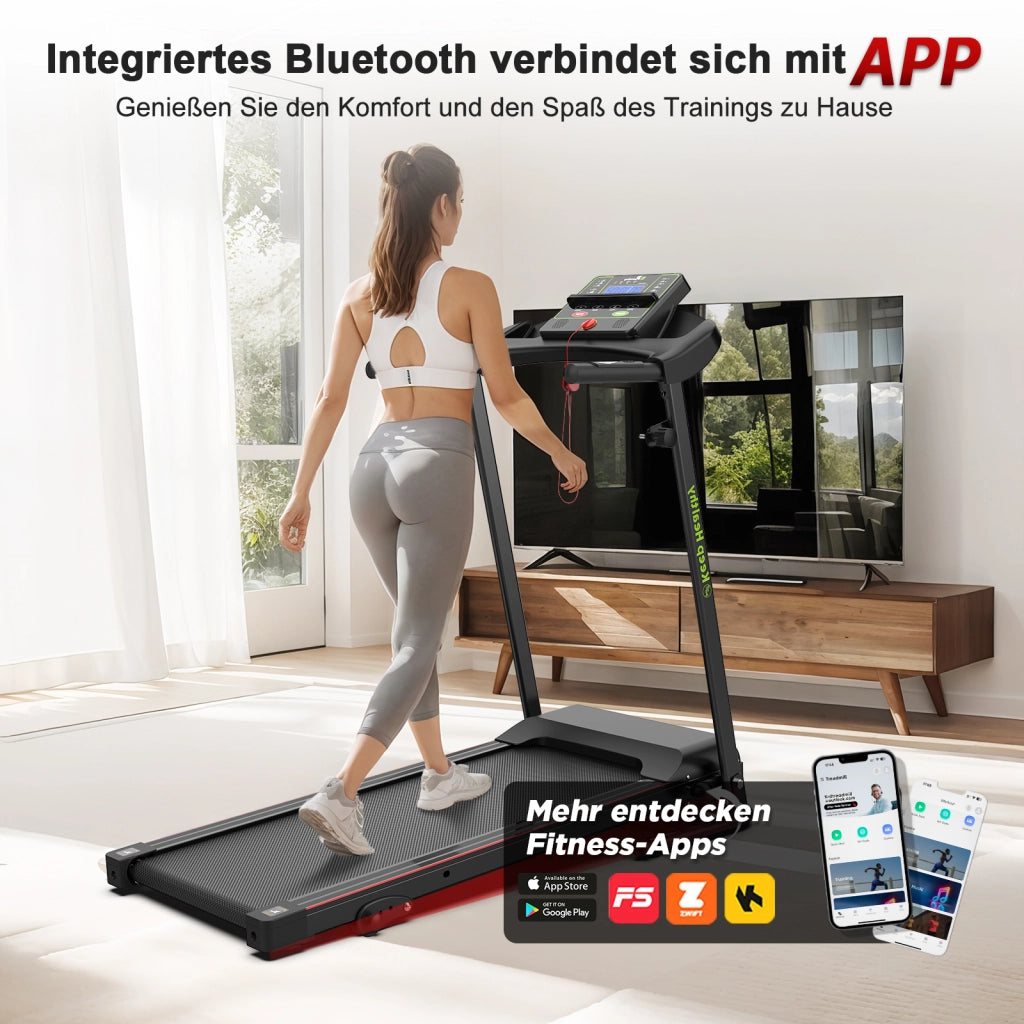Tapis Roulant Elettrico Compatto per Casa e Ufficio, fino a 12 km/h, con Display LED, Supporto per App e Tablet