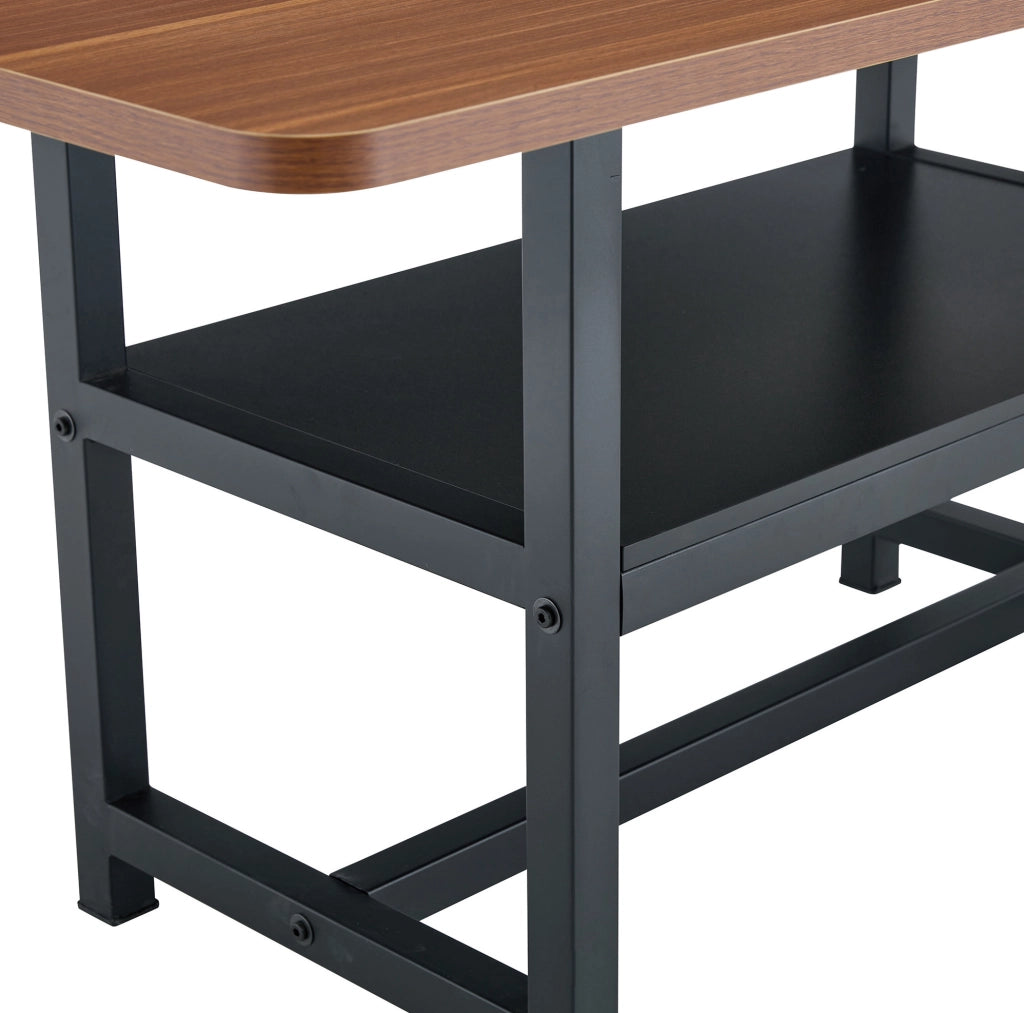 Tavolo da pranzo rettangolare noce con ripiano e gambe nere