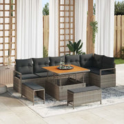 Set Divano da Giardino con cuscino con cuscino 9 pcs Grigio