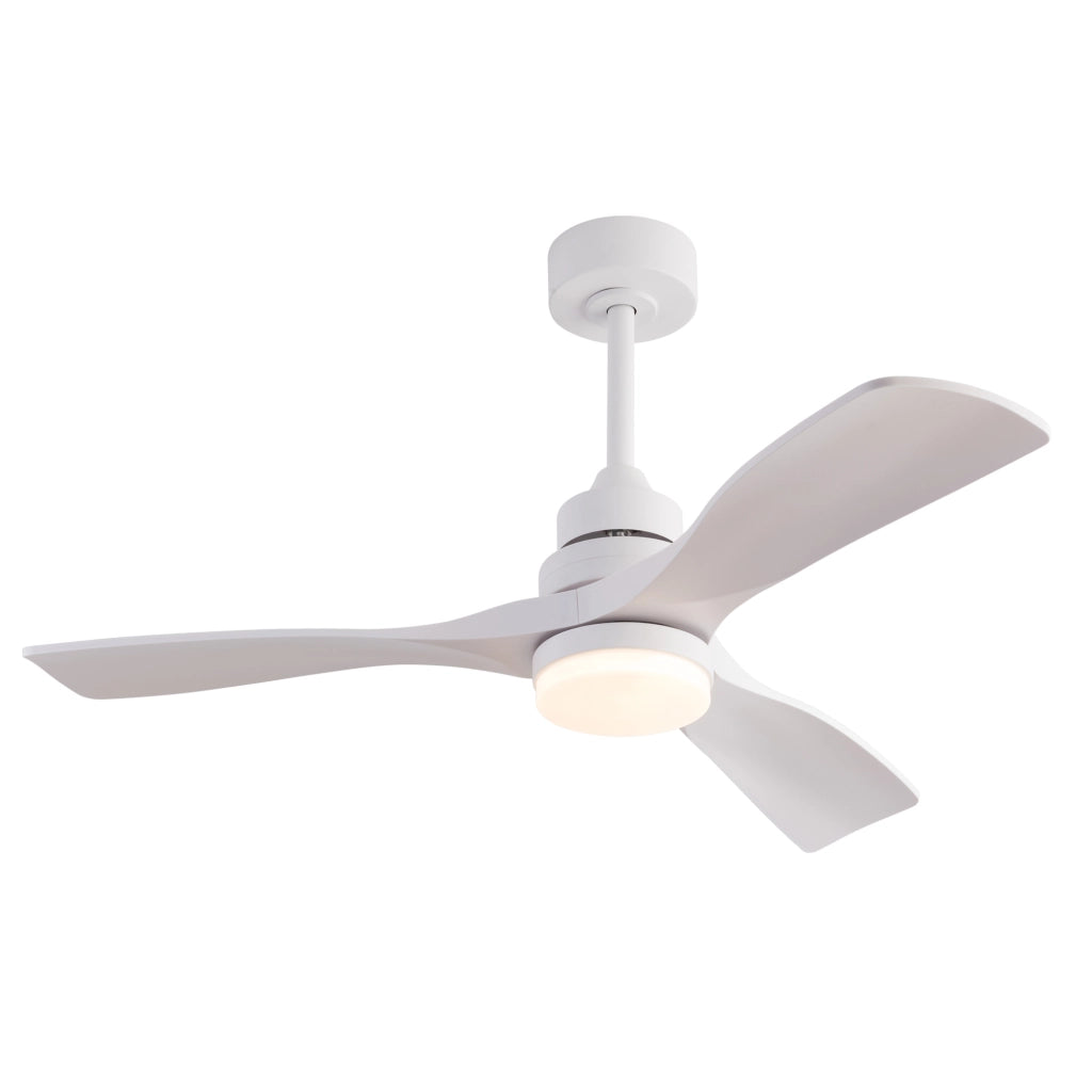 Ventilatore da soffitto da 42 pollici con luce LED; telecomando e motore DC; bianco