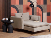 Chaise Lounge Grigio Tortora Poliestere Tessuto Imbottito Braccioli Cuscino Schienale Design Moderno Soggiorno Simmetrico