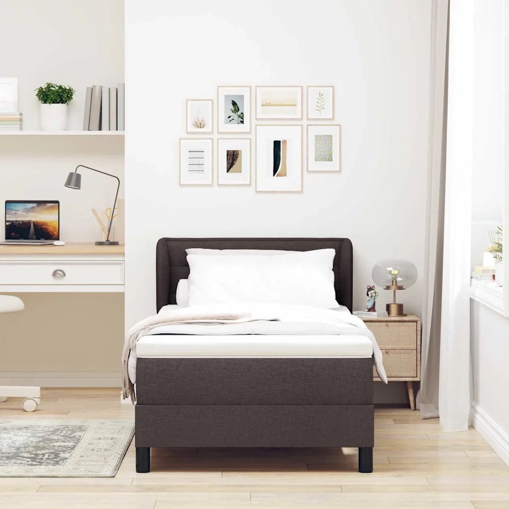 Letto a molle con materasso Marrone Scuro 100 x 200 cm Tessuto 3339950
