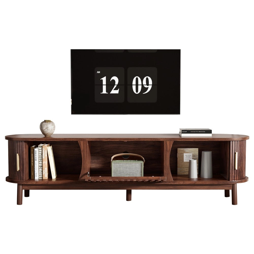 Mobile TV con ante scorrevoli ¨C Minimal ¨C marrone truciolato 165x39,5x46cm per TV fino a 65 pollici