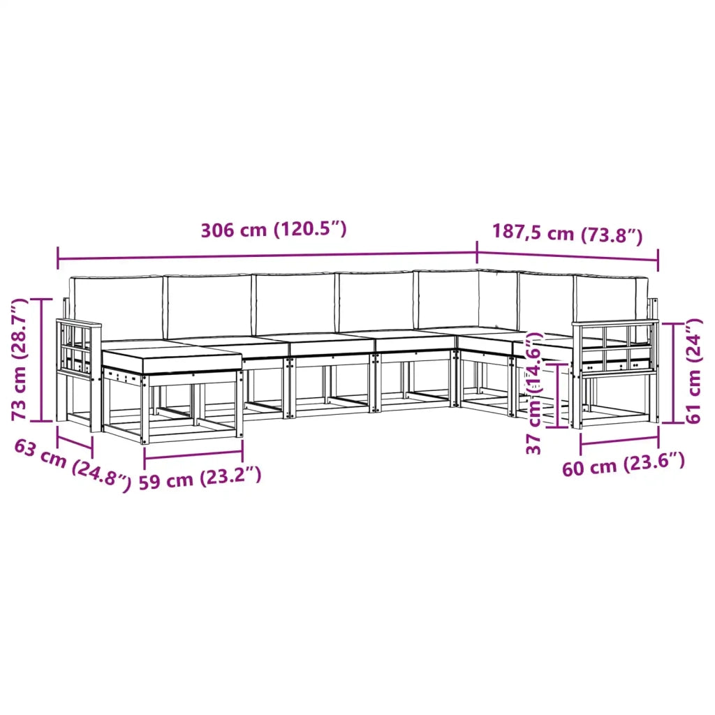 Set di divani da esterno 8 pz Bianco e Grigio Chiaro 3388060