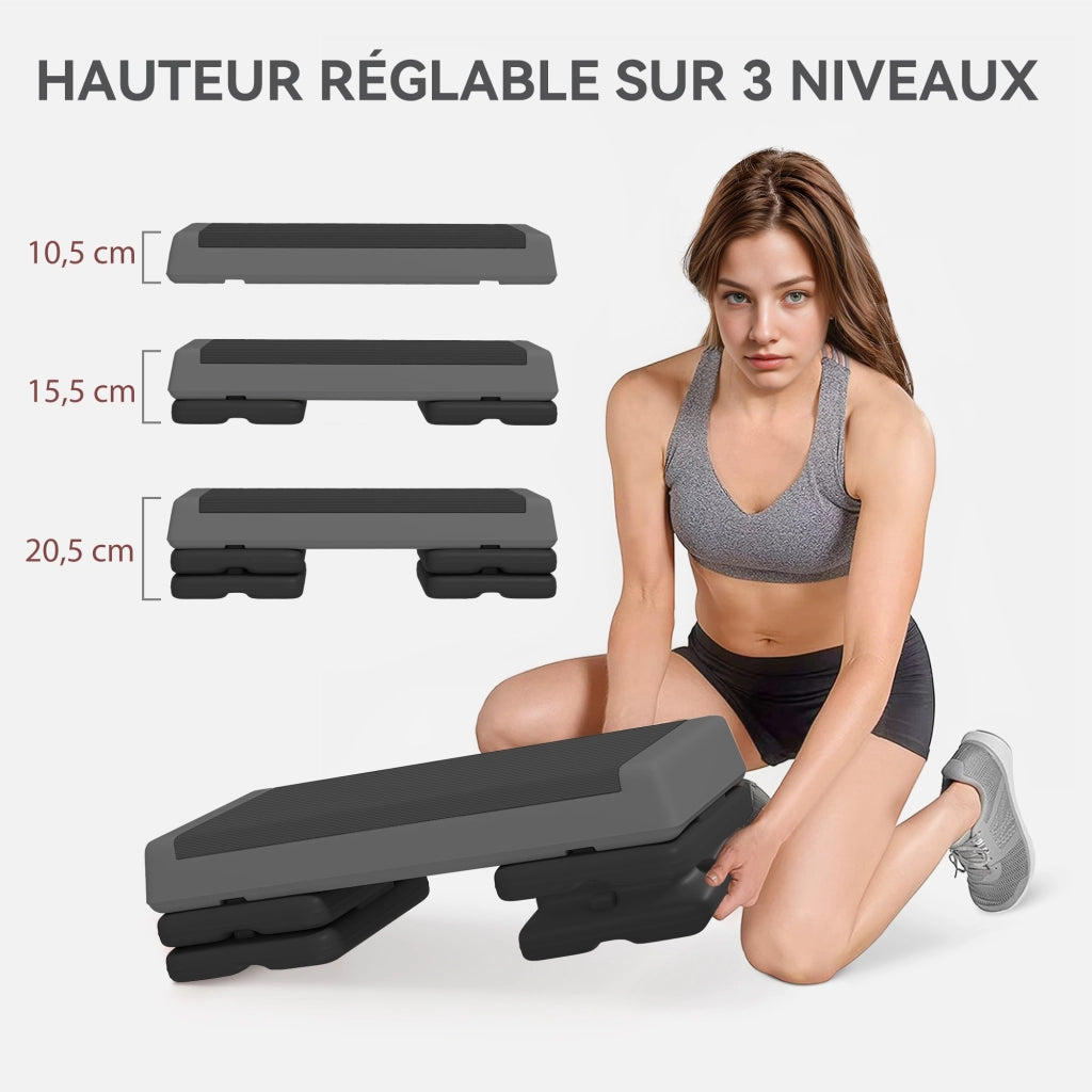 Stepper Fitness Aerobico ¨C Xylo ¨C 3 Livelli Regolabili 10,5/15,5/20,5 cm, Antiscivolo, 250 kg