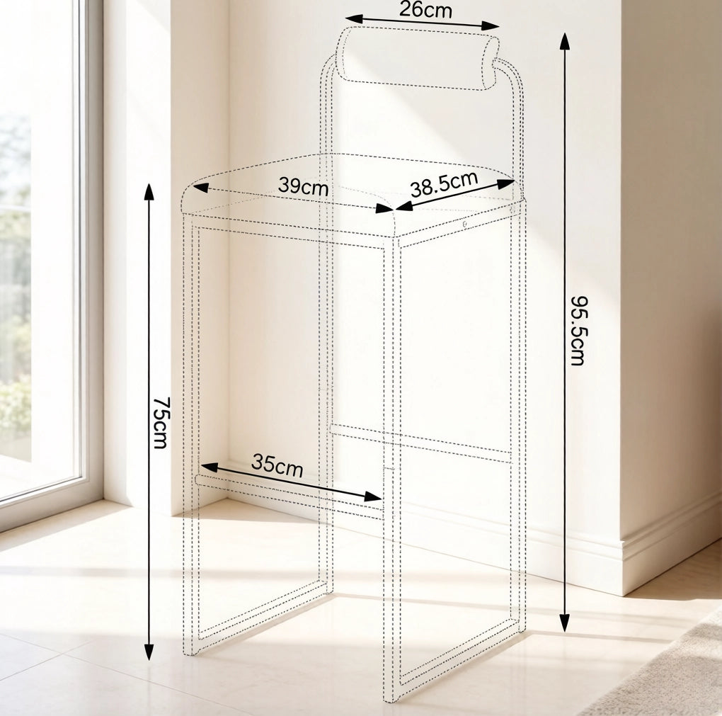 Sgabelli da bar 38,5x39x95,5 cm neri – schienale e set da 2