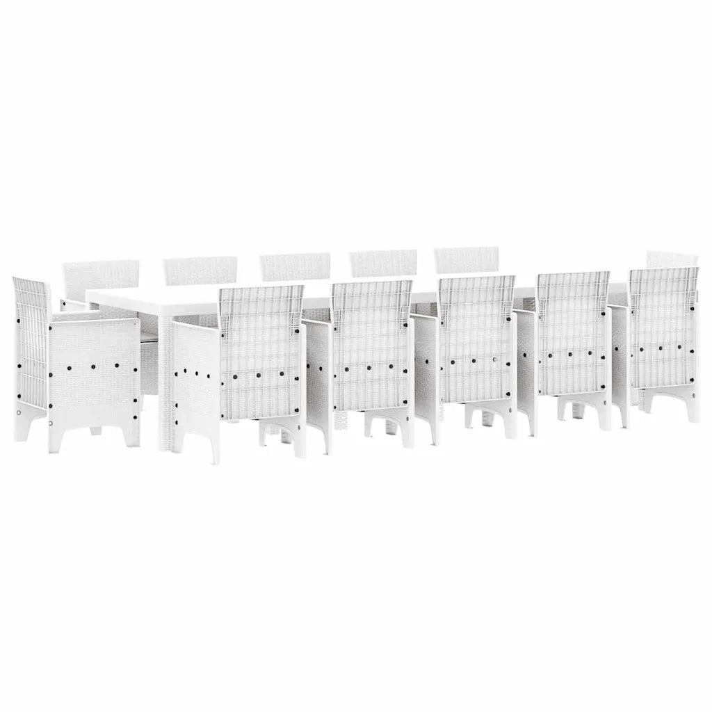 Set da Pranzo per Giardino 13 pcs Bianco e Grigio chiaro