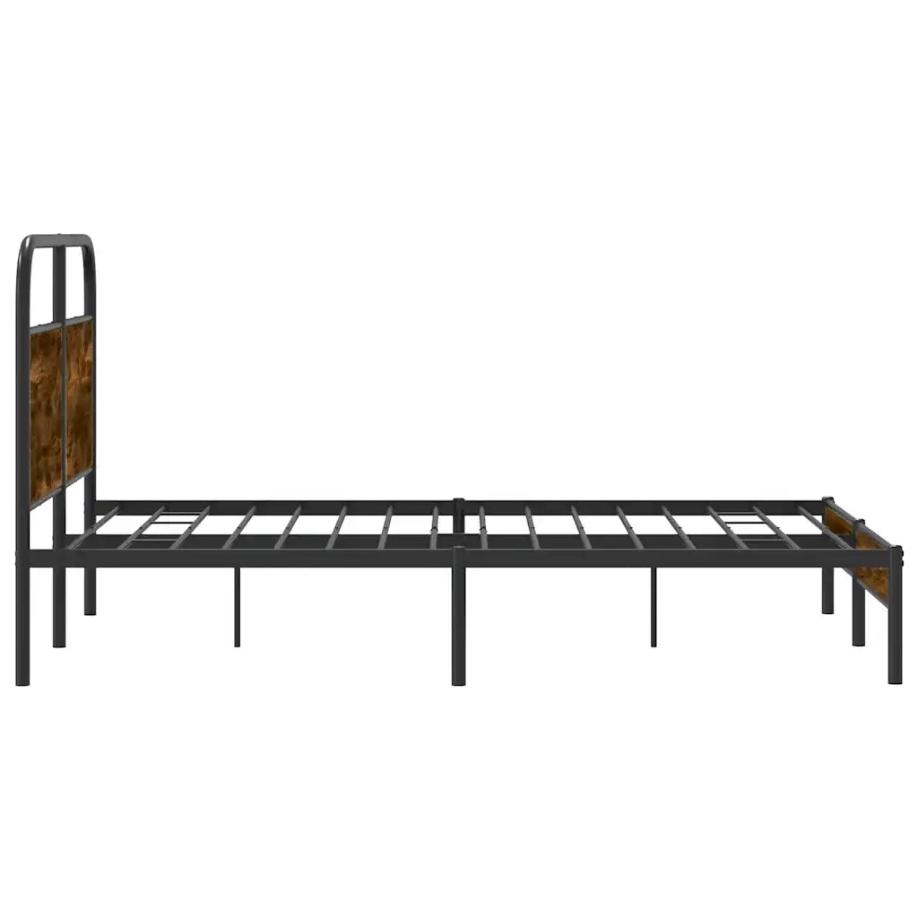 Letto matrimoniale | Letto per adulti | Giroletto senza Materasso Rovere Fumo 120x190 cm in Truciolato