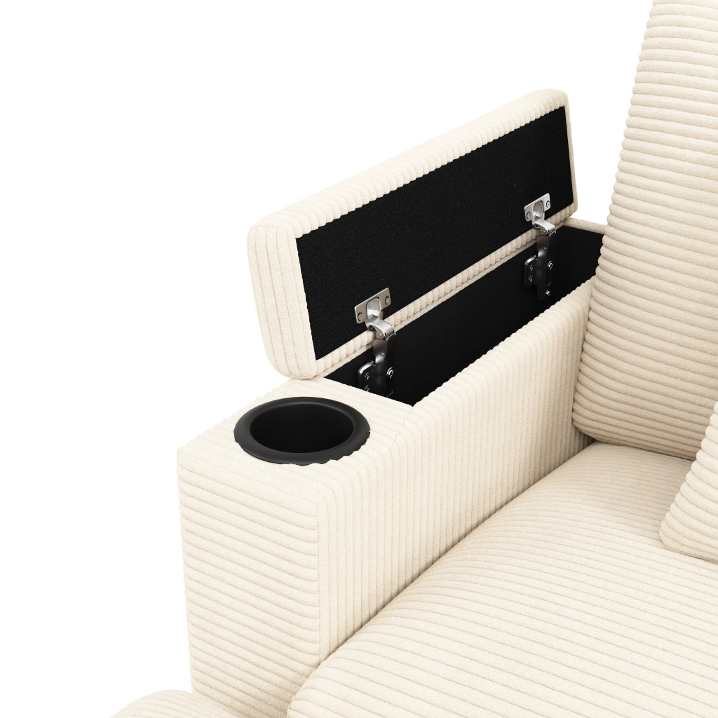 Divano panoramico convertibile 275;5 x 139 x 87 cm; a forma di U; modulare; porta telefono; porta USB; velluto a coste; beige