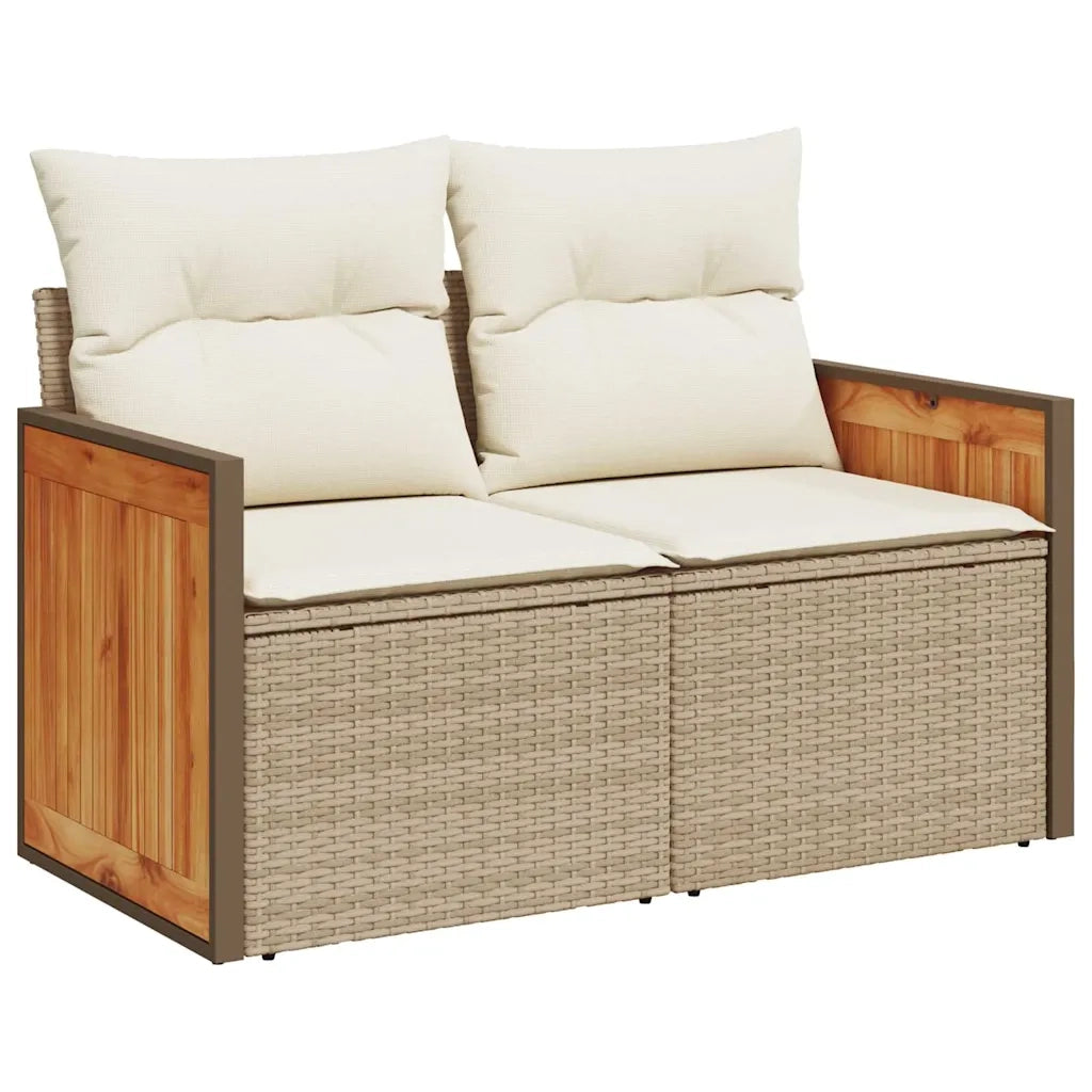 Set Divano da Giardino 11 pcs Beige e Crema polyrattan