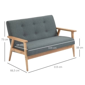 DIVANO 2 POSTI 115x66,5x73 cm Grigio scuro in lino