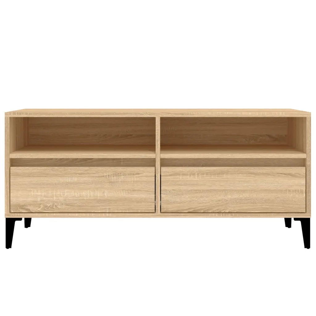Mobile porta TV classico con ampio spazio contenitivo 100 x 34,5 x 44,5 cm realizzato in legno composito di rovere Sonoma 02_0049185