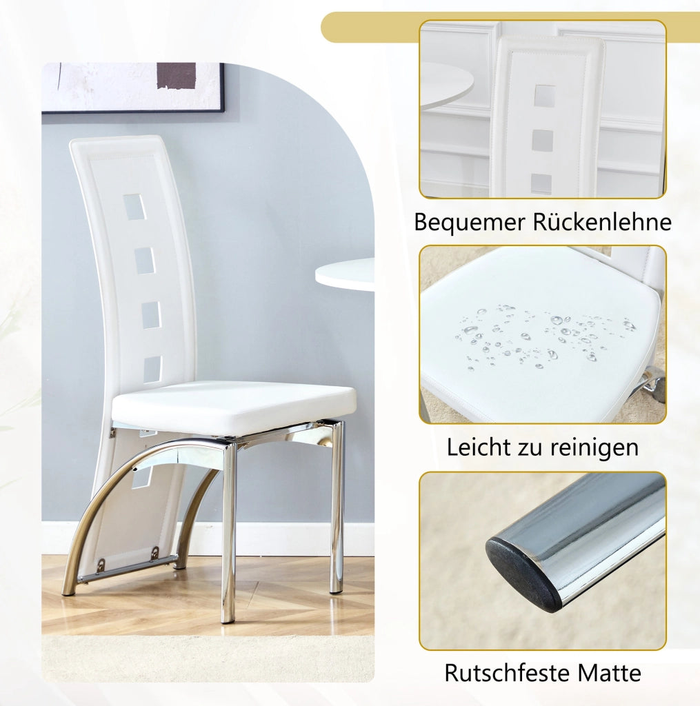 SEDIA da pranzo Set da 2 pezzi 102,5 cm PU bianco e metallo argento