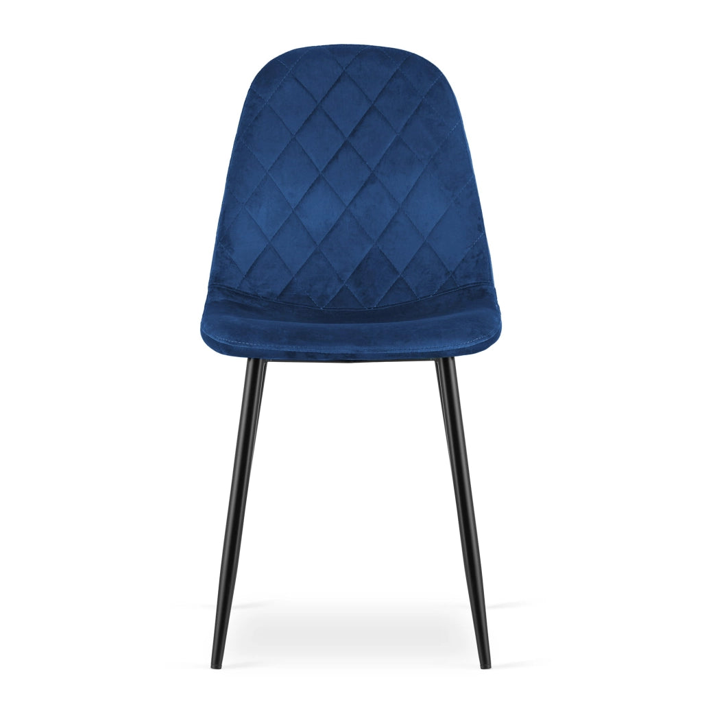 Sedia Valora DAPI in velluto blu navy con gambe in metallo x2