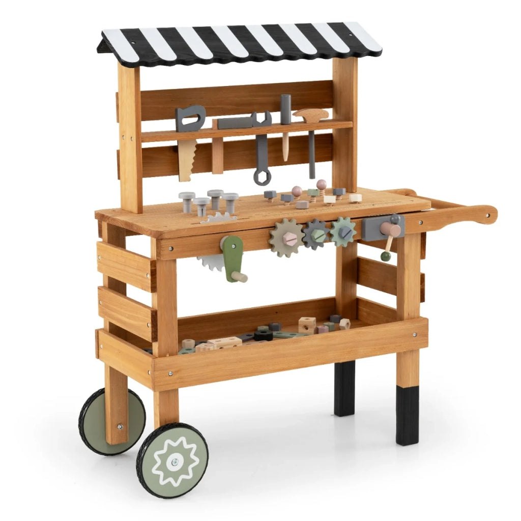 Carrello e banco da lavoro 2 in 1 per bambini 75 x 30 x 85 cm con ruote per il gioco creativo atmosfera accogliente MDF marrone 20_0018609