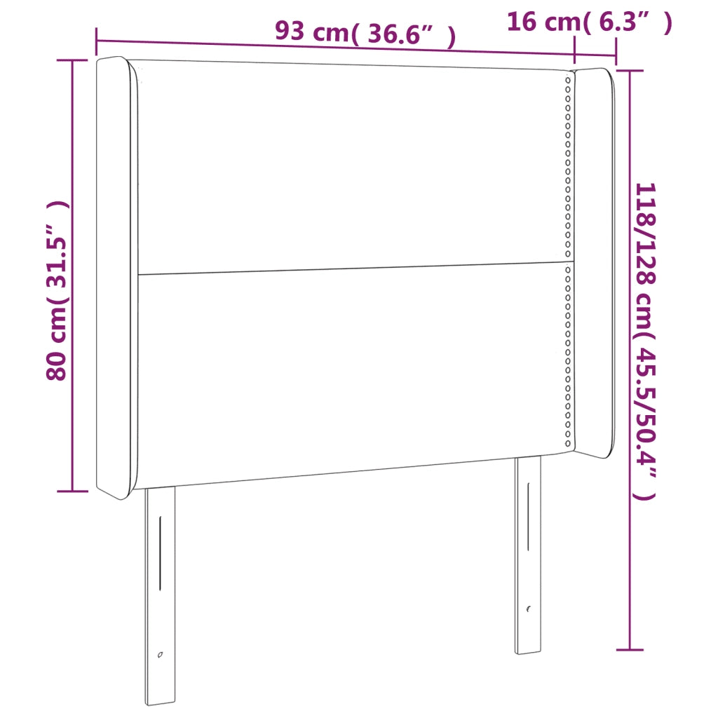 Testiera a LED-Testata con LED nero 93x16x118/128 cm in Similpelle 705904