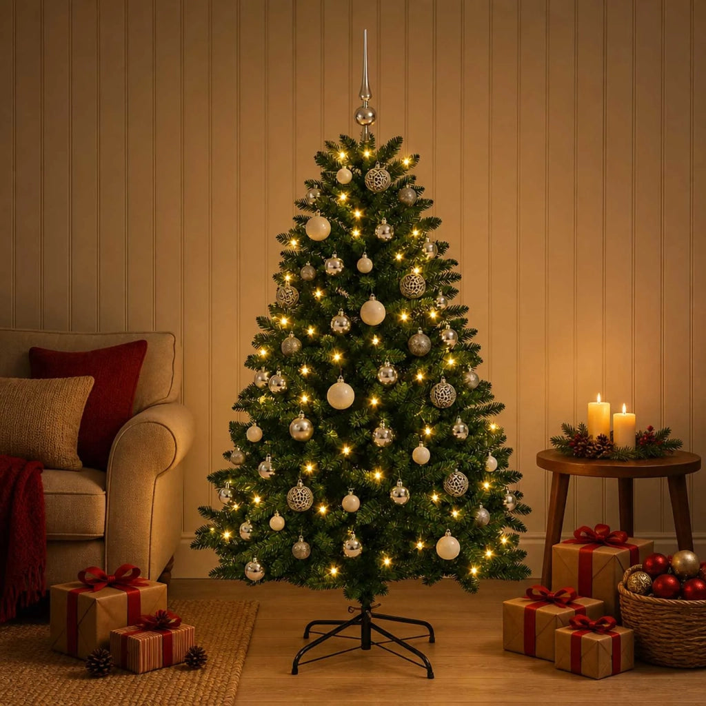 Albero di Natale artificiale verde medio con palline 150 cm 3466206