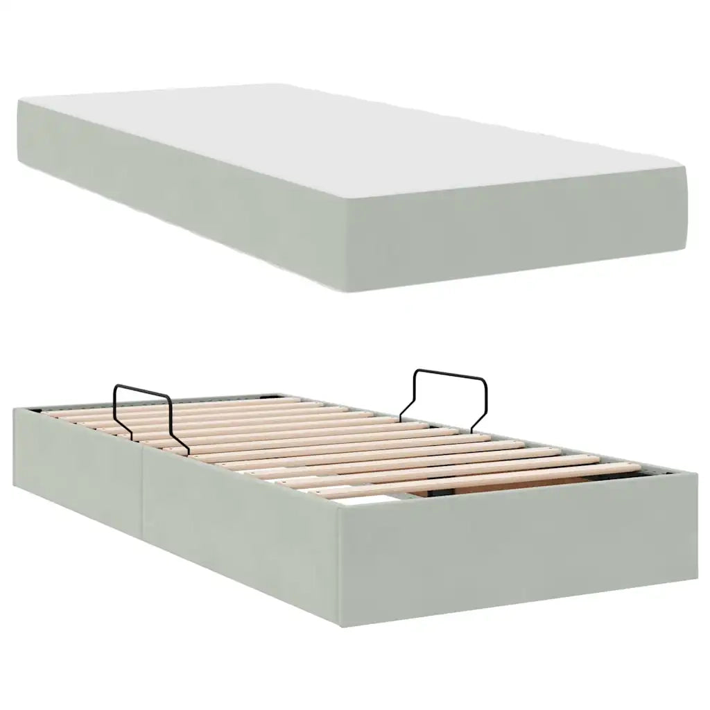 Letto con contenitore e materasso Grigio chiaro 90 x 200 cm 3399694
