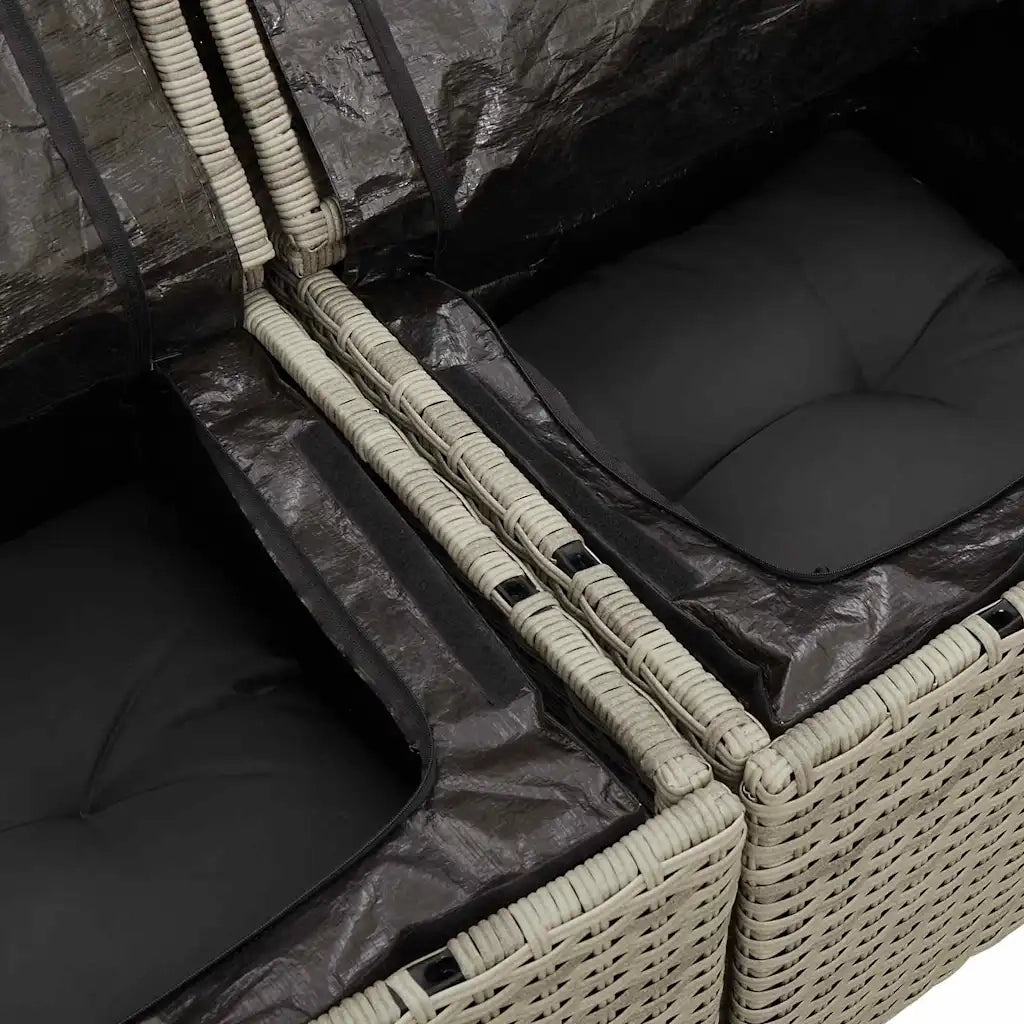 Set Divano da Giardino 6 pcs Grigio chiaro Poly Rattan