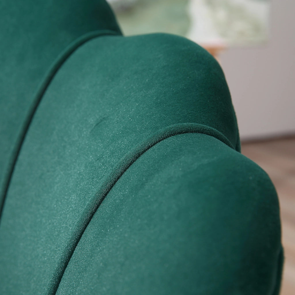 Poltrona Vintage di Design in Velluto Verde Poltroncina da Camera
