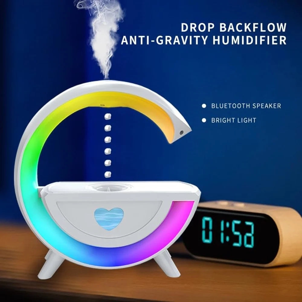 Trade Shop - Umidificatore Aria Antigravitazionale Goccia Acqua Con Altoparlante Bluetooth Luce Led Rgb -