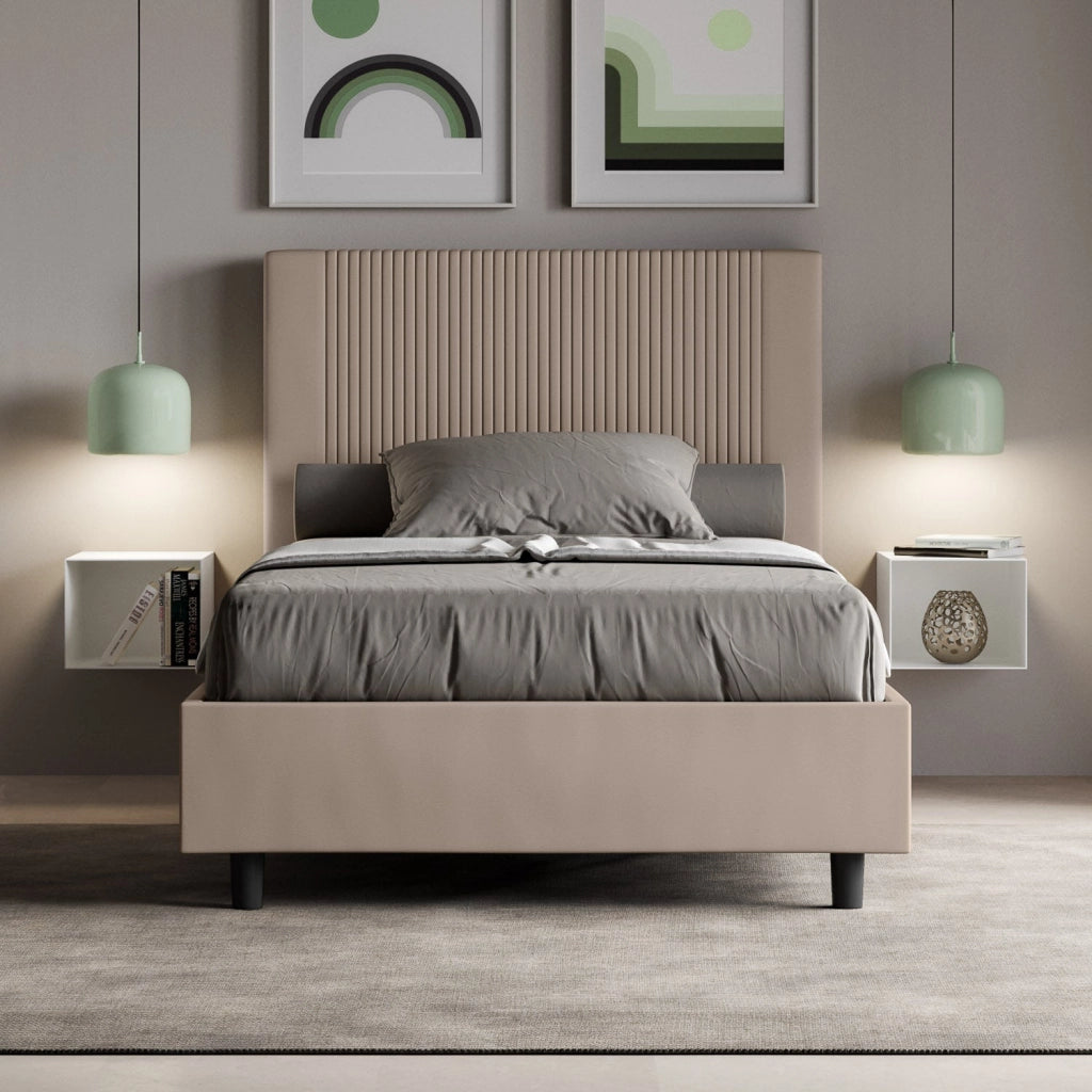 Letto Matrimoniale Francese 150x210 cm Senza Rete Goya Tortora