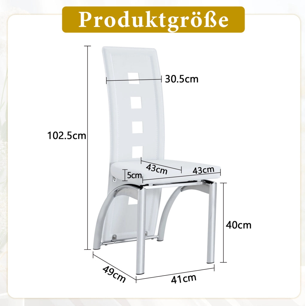 SEDIA da pranzo Set da 2 pezzi 102,5 cm PU bianco e metallo argento