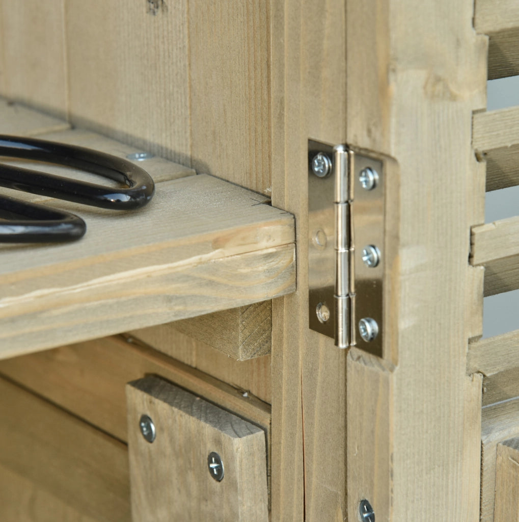 Armadio da giardino in legno grigio con porte a lamelle