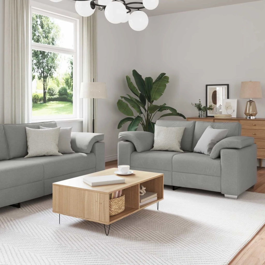 Divano 2 pcs Grigio Nuvola 219 x 80 x 82 cm Tessuto 3324748