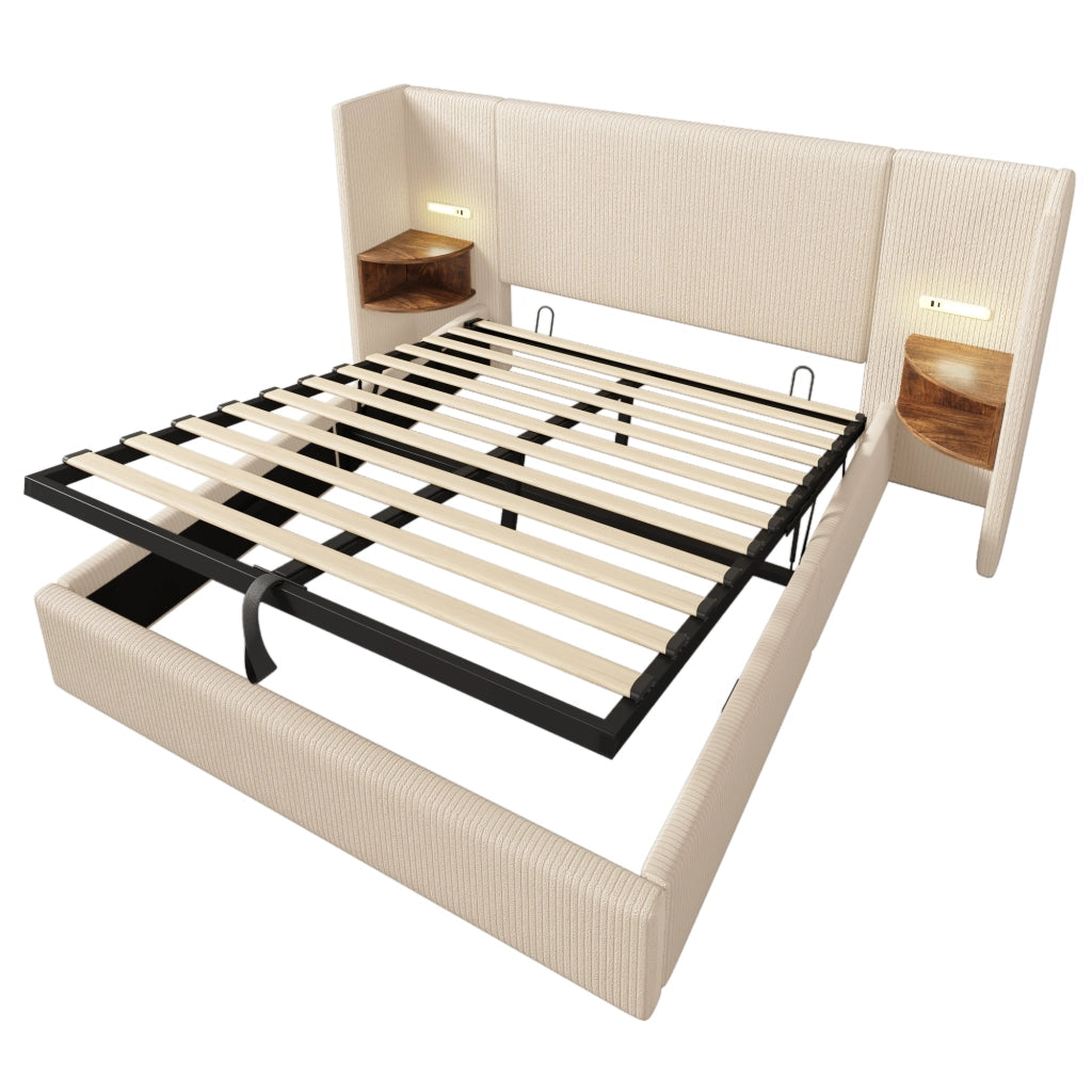 Letto matrimoniale 160x200 con contenitore beige