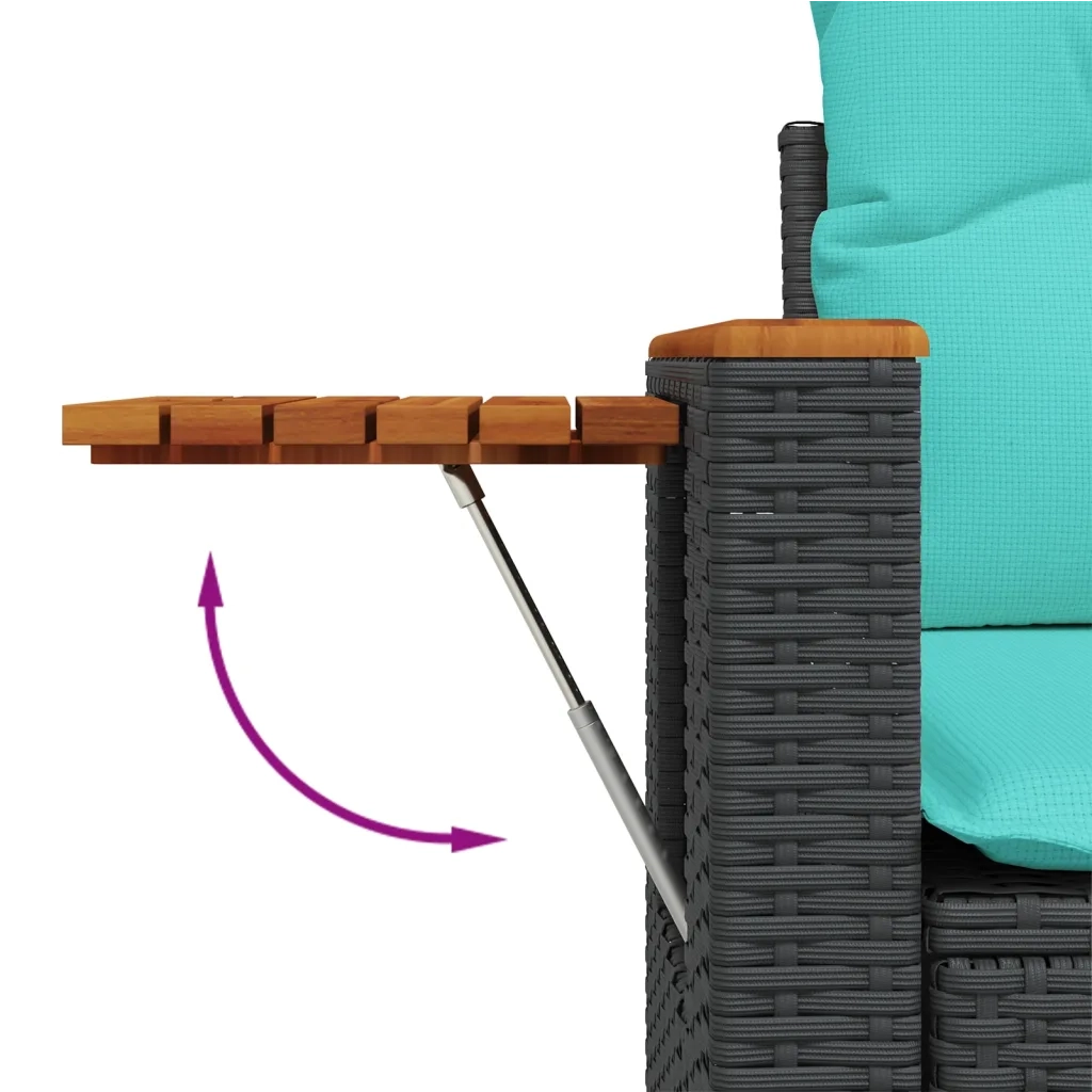 Set Divani da Giardino 9 pz con Cuscini Nero in Polyrattan 3227114