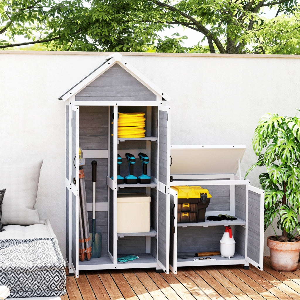 Capanno da Giardino con Armadio ¨C Minimal ¨C Legno di Abete Grigio Chiaro