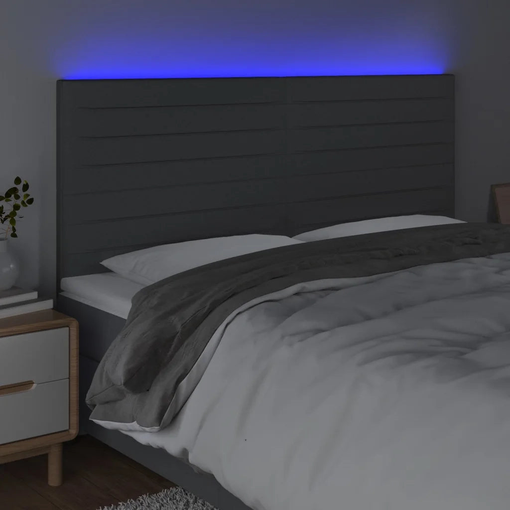 Testiera | Testata a LED GrigioScuro 200x5x118/128cm in Tessuto
