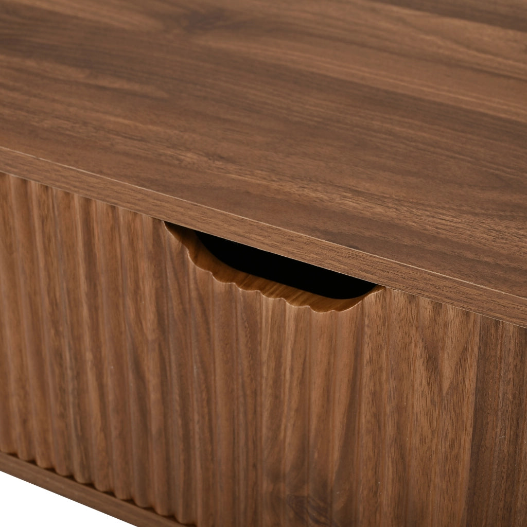 Desviae Tavolino basso ovale con piano sollevabile idraulico e ante scorrevoli MDF noce con piedi in legno 110 × 48 × 57 cm