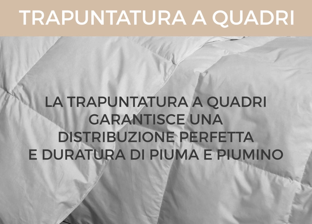 Interno Imbottitura Piumino Invernale 300gr/mq In Piuma D'Oca Bicolor - Matrimoniale - Panna-Tortora
