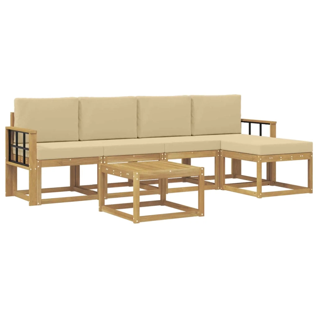Set di divani da esterno 6 pz Bianco e Beige 3387537