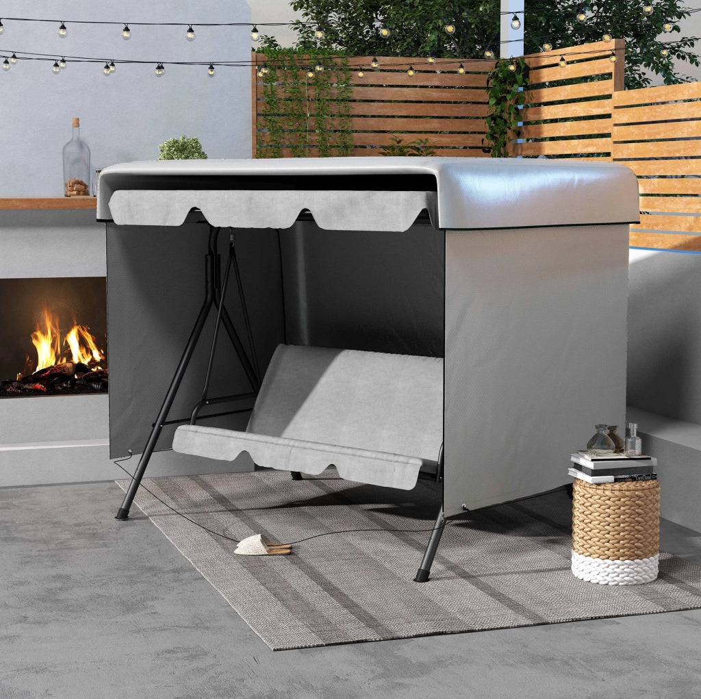 Telo copertura ULEVR 215x155x150 cm per mobili da giardino, impermeabile in polietilene grigio con cerniera e cinghia