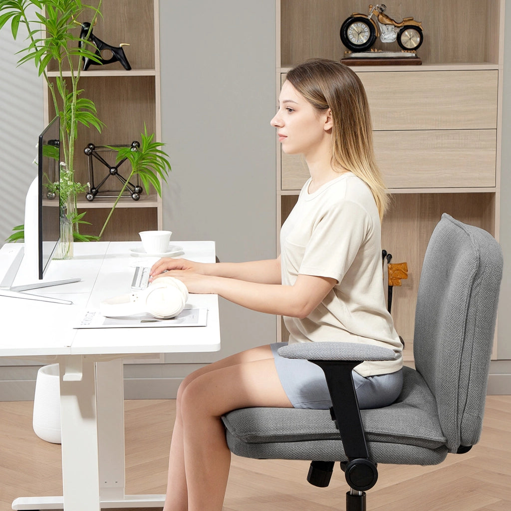 Sedia da ufficio con braccioli ribaltabili ¨C zephmum ¨C Grigio, Tessuto, Metallo
