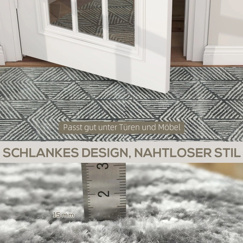 Tappeto da soggiorno 150 × 80 cm lavabile in lavatrice in polipropilene grigio scuro con righe geometriche moderne