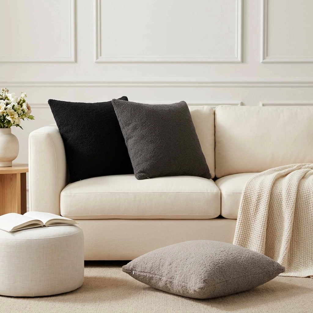 Federa 2 pz HEERLEN Nero 50 x 50 cm Bouclé 910921
