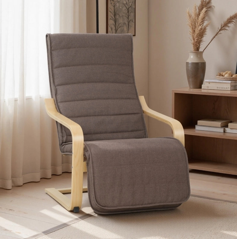 Poltrona relax oscillante in legno di betulla marrone