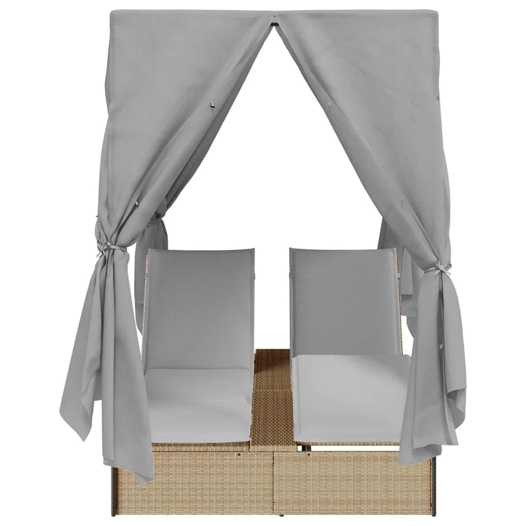 Lettino da sole doppio Grigio 205 x 129 x 200 cm polyrattan