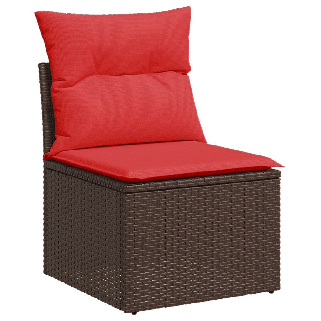 Set Divani da Giardino 10 pz con Cuscini Marrone in Polyrattan 3269374