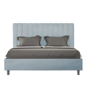 BS COM Letto una piazza e mezza con rete imbottito 130x200 microfibra azzurro