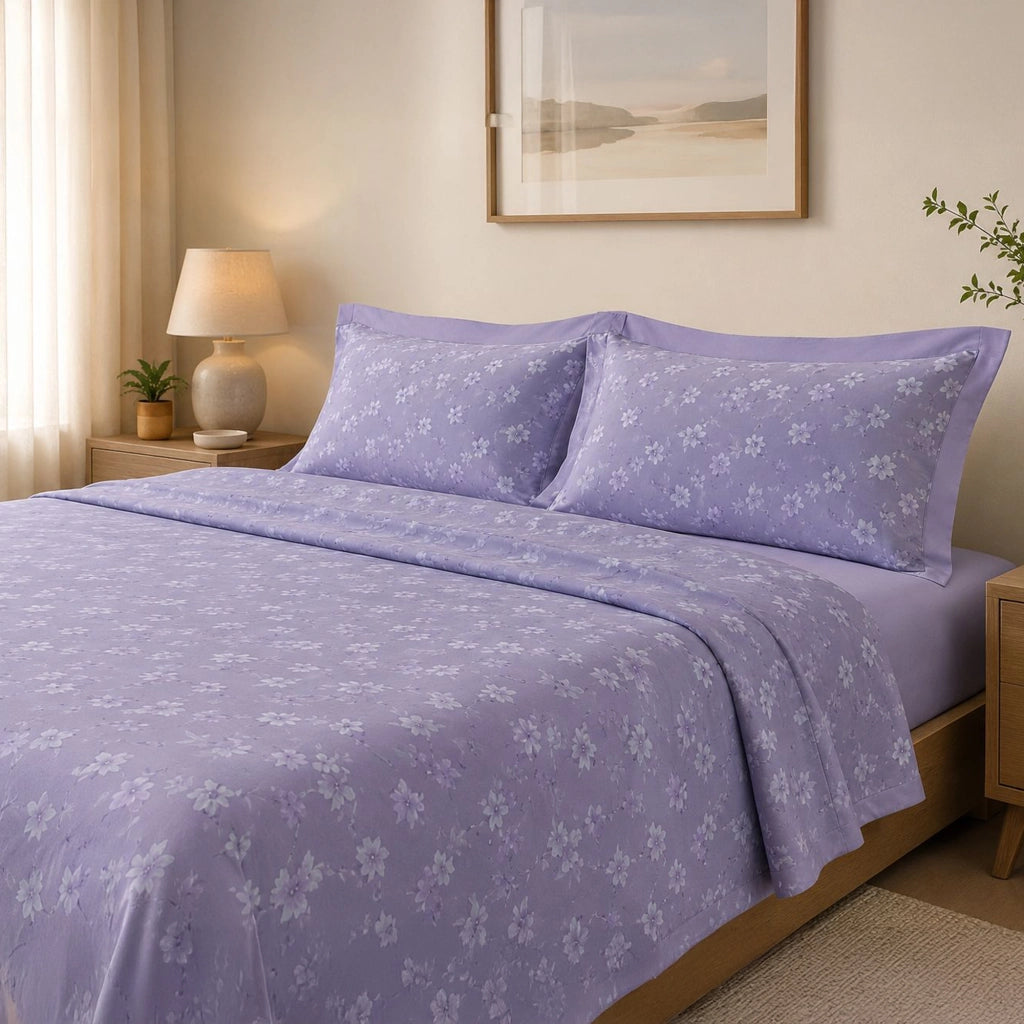 Rorolisi, set Completo Letto Piazza e Mezza in Percalle, Viola Lilla