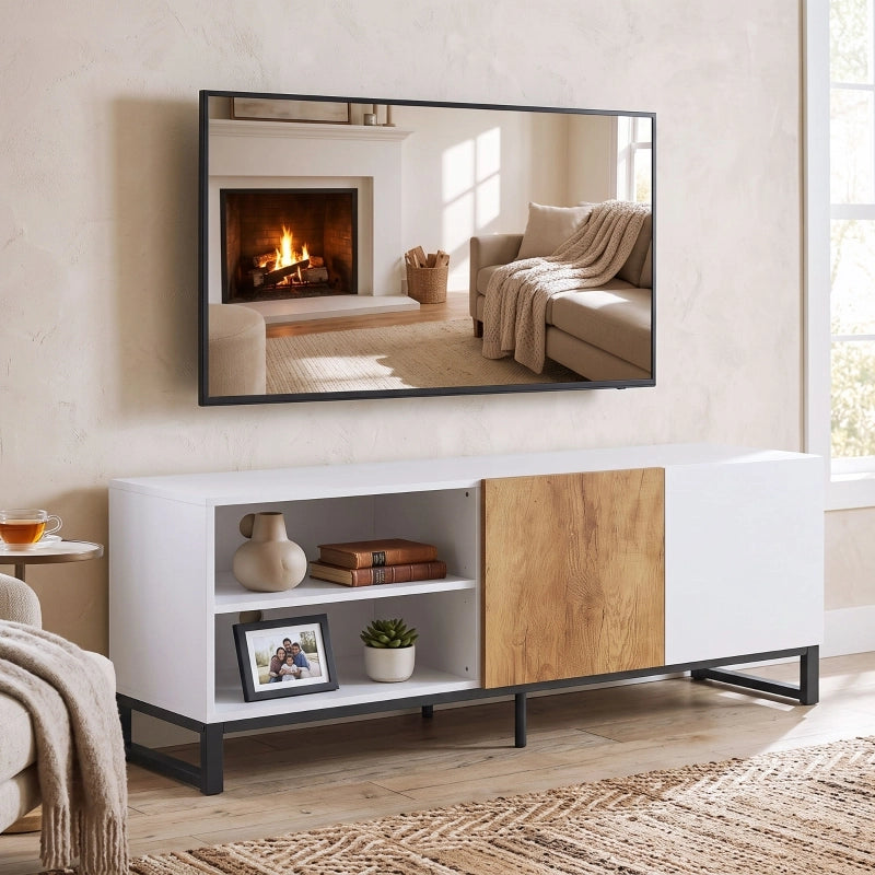Mobile TV bianco effetto rovere 140 cm